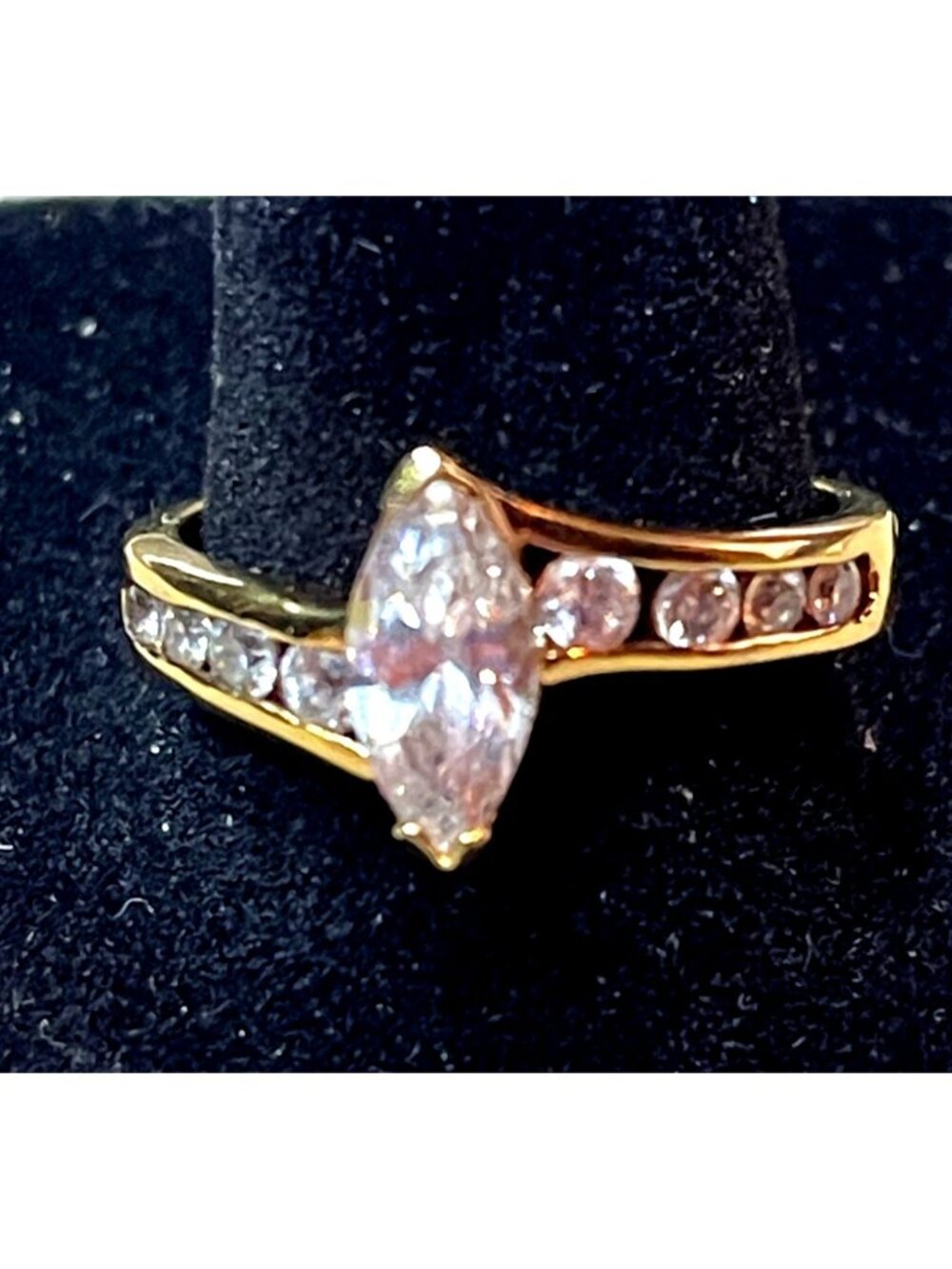 Vintage 80s 90s Avon CZ Marquise Cut Ring Wedding Style Size 8.5